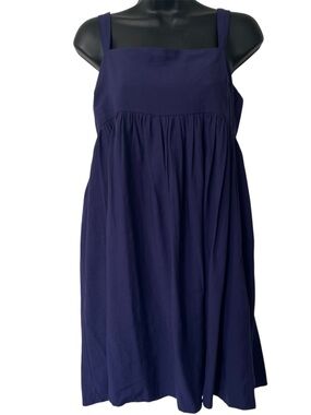 Idem ditto Navy Square Neck Sleeveless Tie Straps Babydoll Mini Sundress M